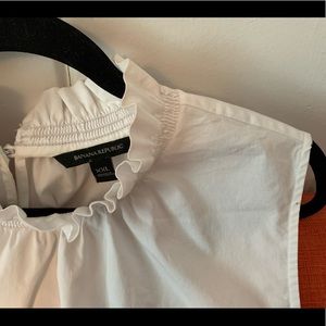 Banana Republic White Ruffle Neck Tank Blouse